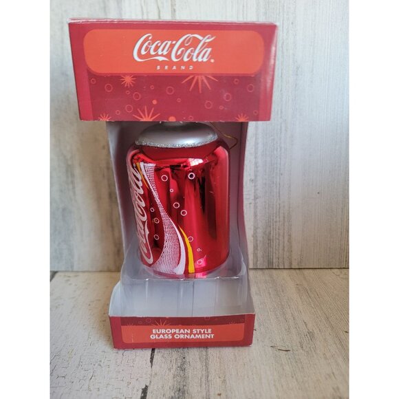Vintage European glass coke can ornament Xmas glitter soda - Picture 5 of 7